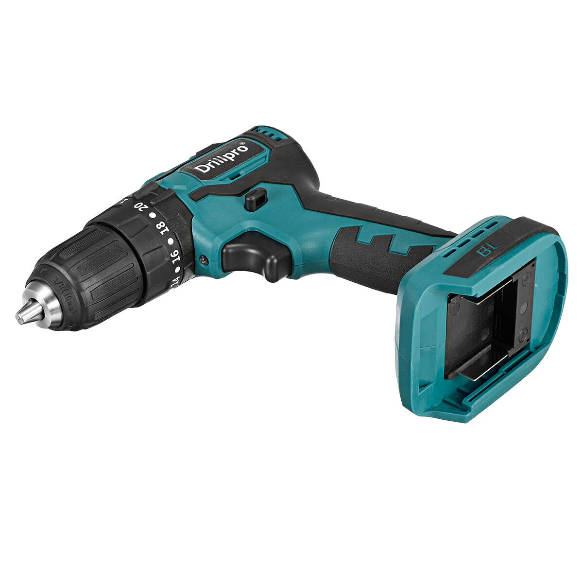 Drillpro Cordless Brushless Impact Drill Driver, 10mm/13mm, Rechargeable Electric Screwdriver Compatible with Makita