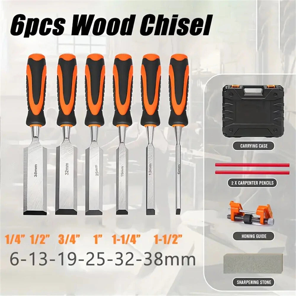 16-Piece Premium Wood Carving & Chisel Set with Honing Guide, Heat-Treated 60 Cr-V & Sharpening Stone