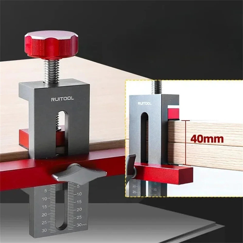 RUITOOL Aluminum Cabinet Door Mounting Jig - Adjustable Hardware Positioner for Framed & Frameless Cabinets (0-40mm)