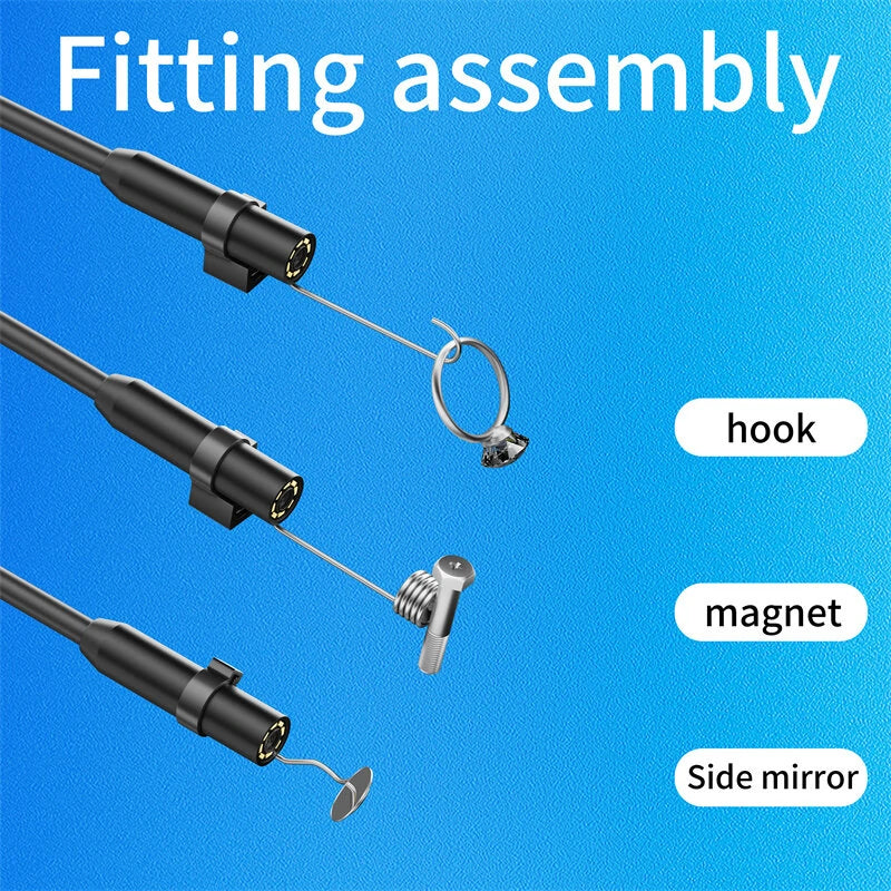 iOS Endoscope Camera 8mm for iPhone - Flexible, IP68 Waterproof, 8 LED Borescope