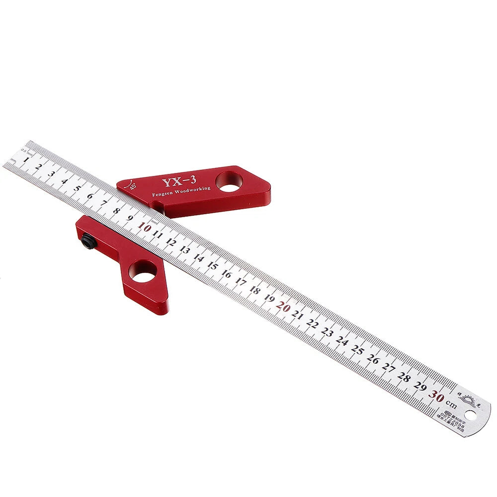 YX-3 Woodworking Center Scriber & Angle Finder Tool - 300mm Metric/Inch Ruler, 45/90 Degrees