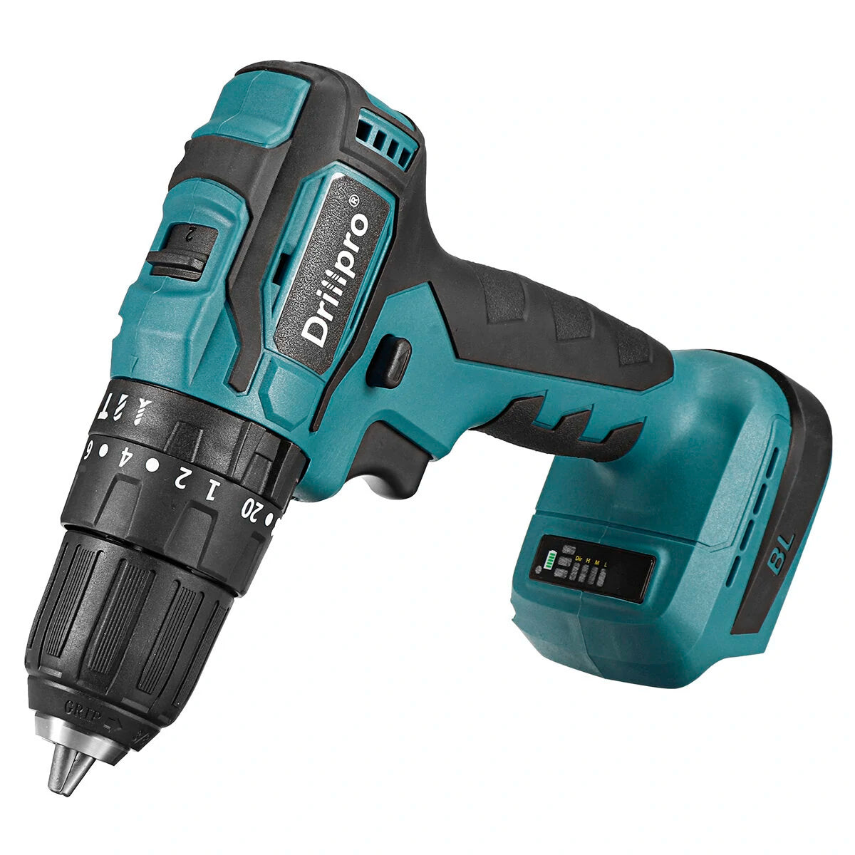 Drillpro Cordless Brushless Impact Drill Driver, 10mm/13mm, Rechargeable Electric Screwdriver Compatible with Makita