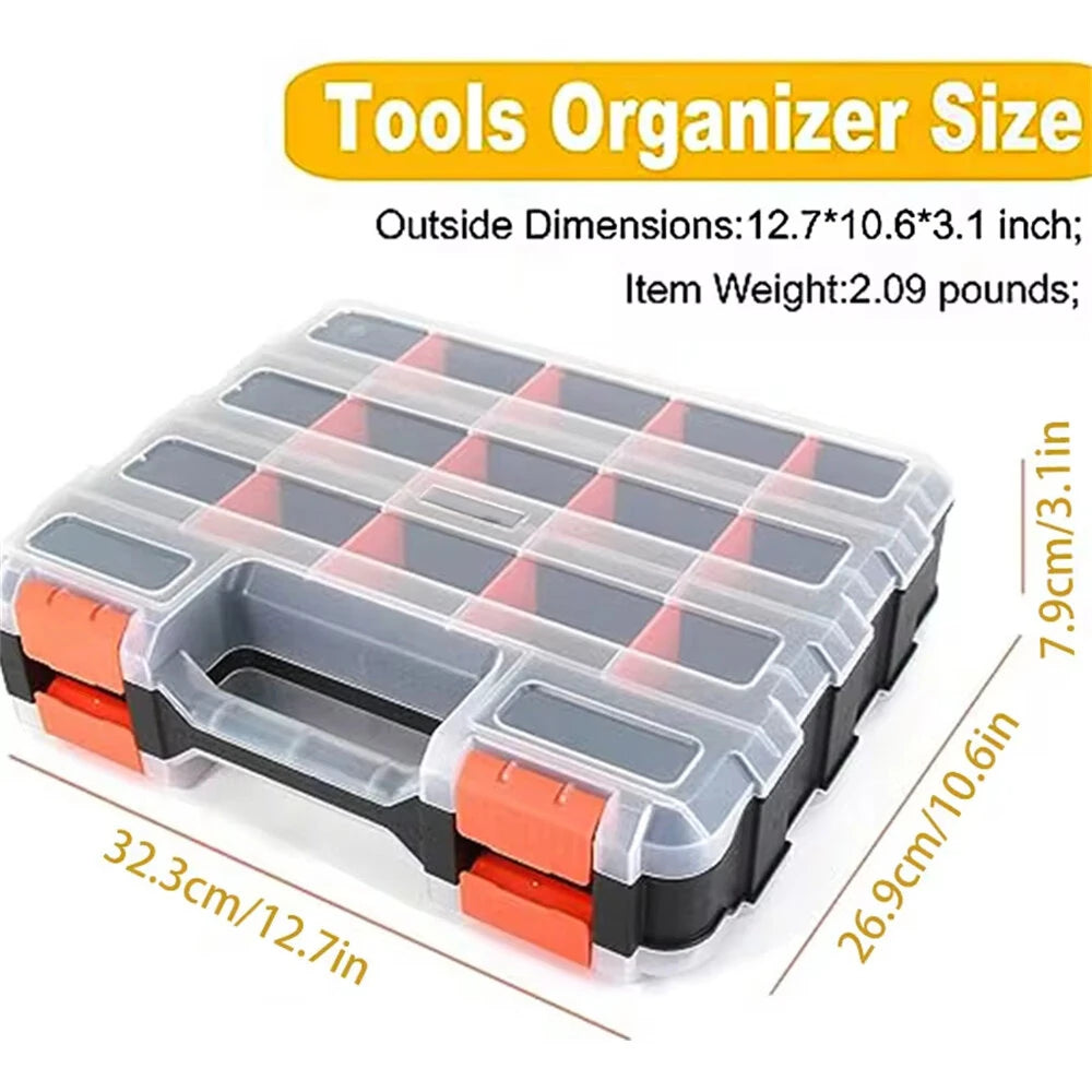 High-Quality Dual-Sided Plastic Parts Storage Box with Transparent Cover and Customizable Compartments - Wear & Impact Resistant Professional Toolbox