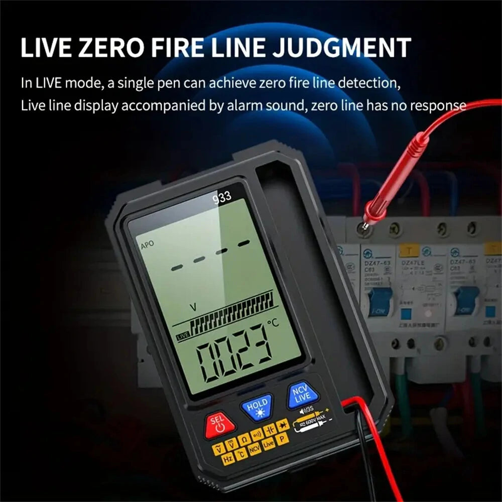 Multifunctional Multimeter 933/933S with Intelligent Overload Protection, Backlit Display, Non-Contact Voltage Detection, Live Neutral Testing, Voice Broadcast – Ideal for Electricians and Home Use