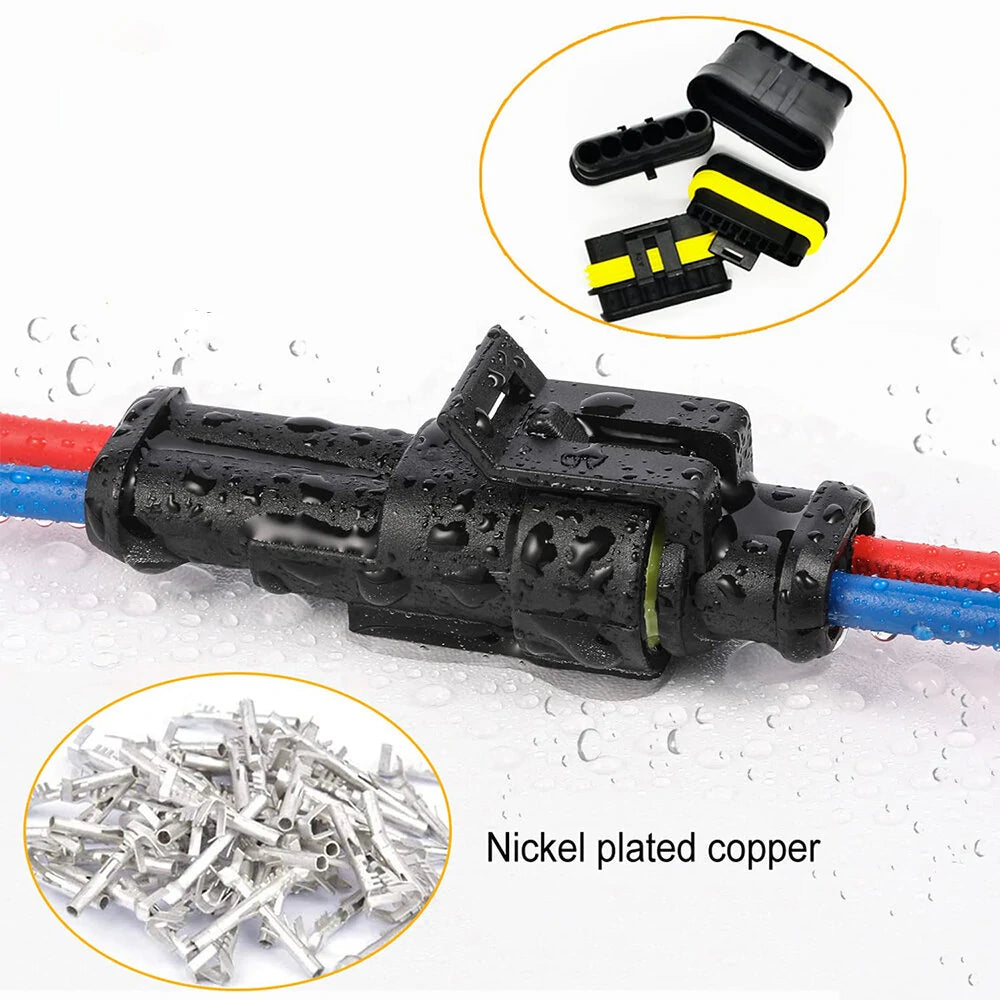 240Pcs 20 Kits Waterproof 2 Pin Automotive Electrical Quick Connectors