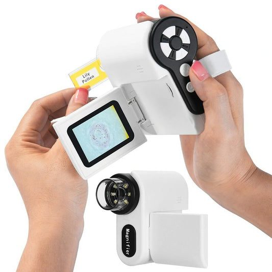 Childrens Handheld Digital Camera Microscope Telescope - HD Sports Photo & Video (White)
