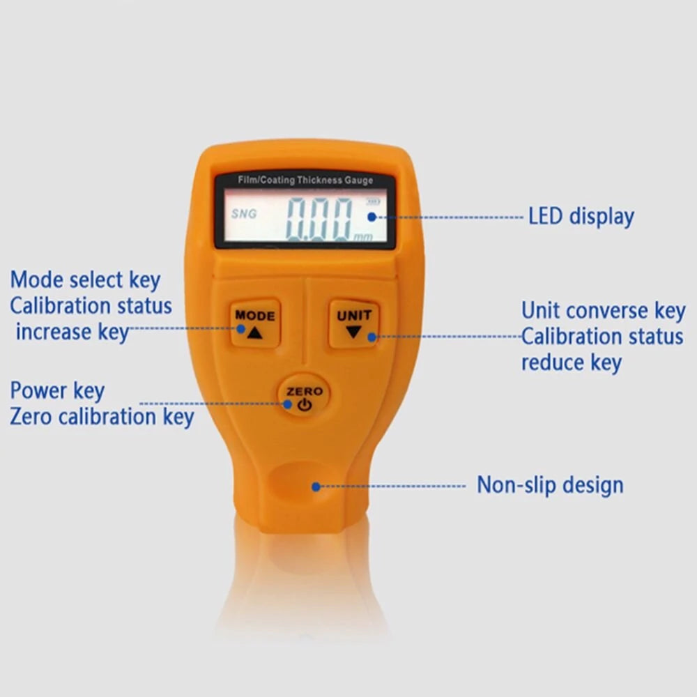 GM-200 Portable LCD Car Paint Thickness Gauge 0-1.80mm Tester