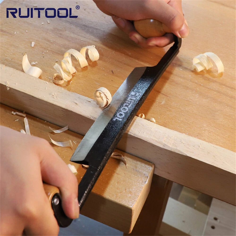 Draw Knife with High Carbon Steel Blade & Wooden Handle - Woodworking Debarking Tool for Logs and Fence Posts