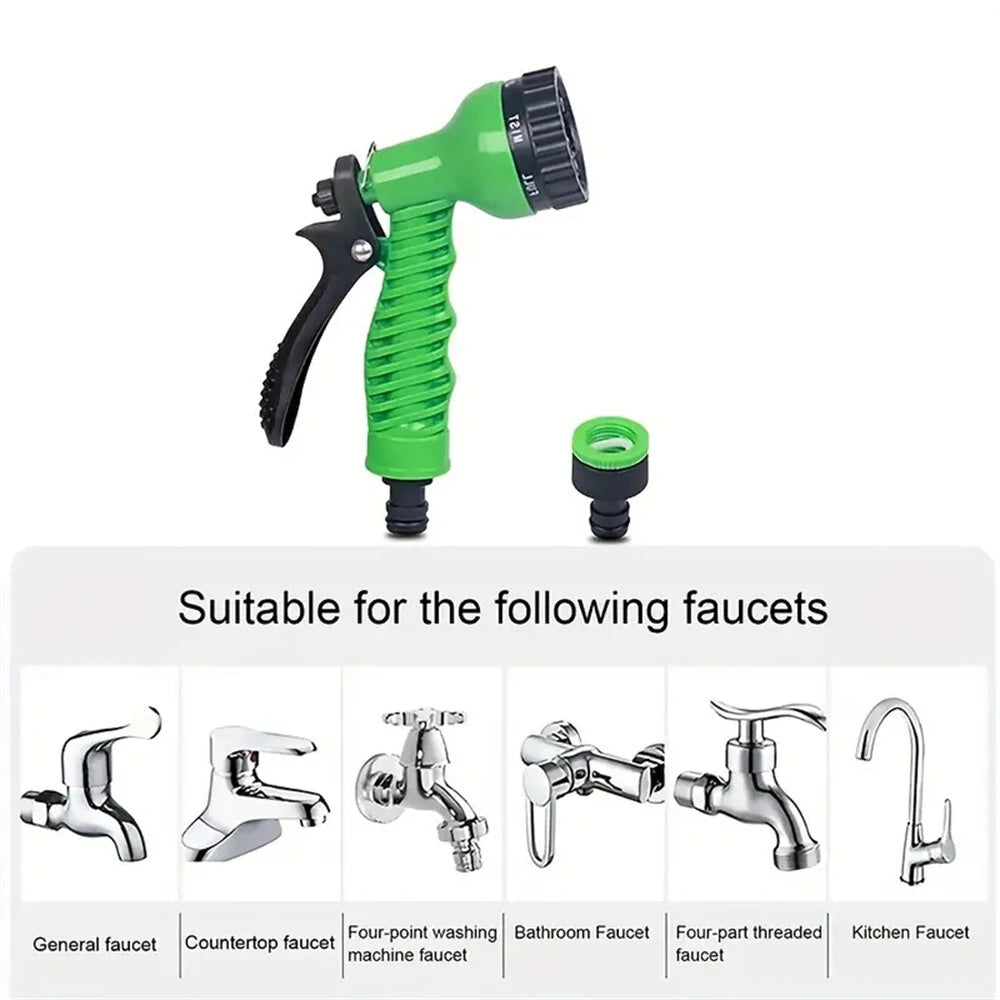 Expandable Garden Hose with 7-Function Nozzle, Lightweight & Retractable, 25FT-200FT