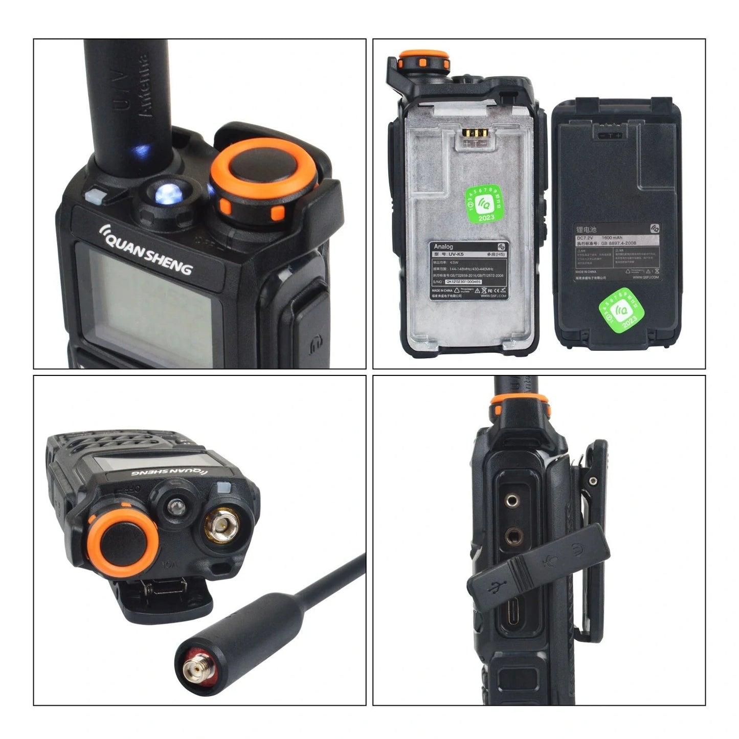 QUANSHENG UV-K5 5W High-Power Multi-Band Walkie Talkie with Air Band, NOAA, DTMF, Scrambler, and LED Flashlight