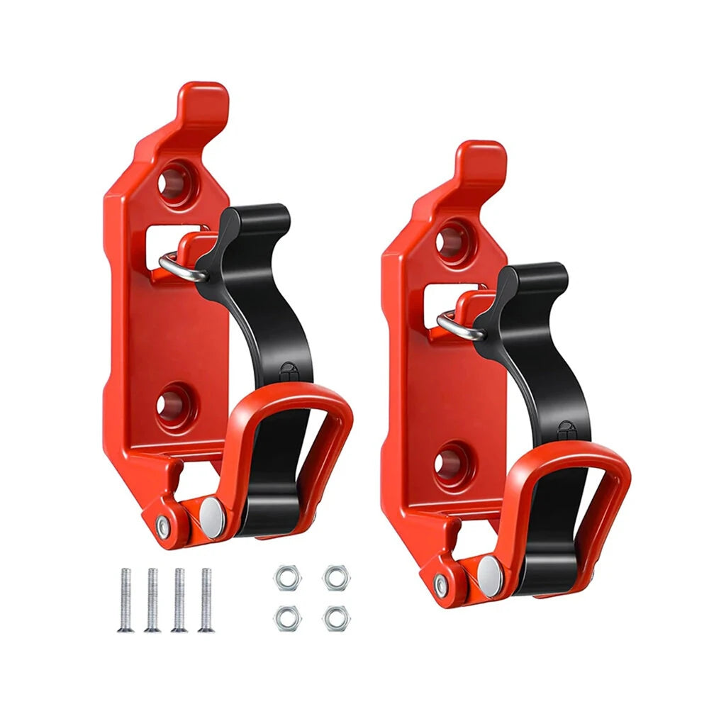 Zinc Alloy Shovel Mount Brackets - 2PCS, Red/Black, Easy Install for Roof Rack & Wall