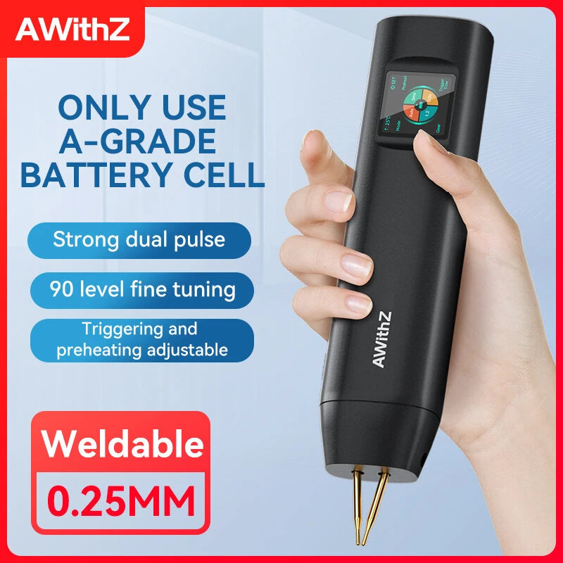 AWithZ H2 Handheld Spot Welder, 1800mAh Lithium Battery, 650A Output, 90 Adjustable Gears, Type-C Charging, Compact Design