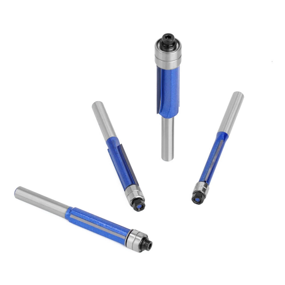 Silver Blue Double-Bearing Double-Edged Router Bit Trimming Knife for Woodworking Milling