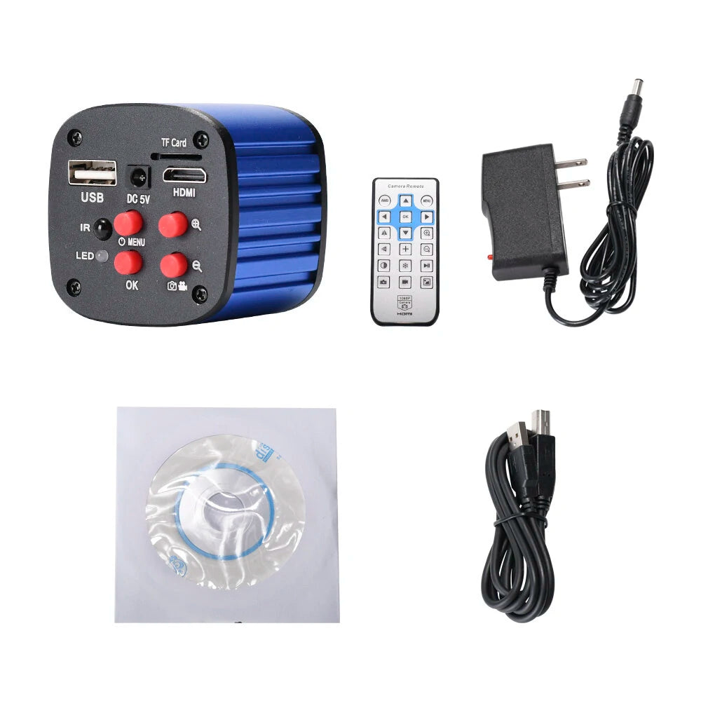 24MP 4K HDMI USB Industrial Microscope Camera with 1-150X Zoom C-Mount Lens & Remote Control