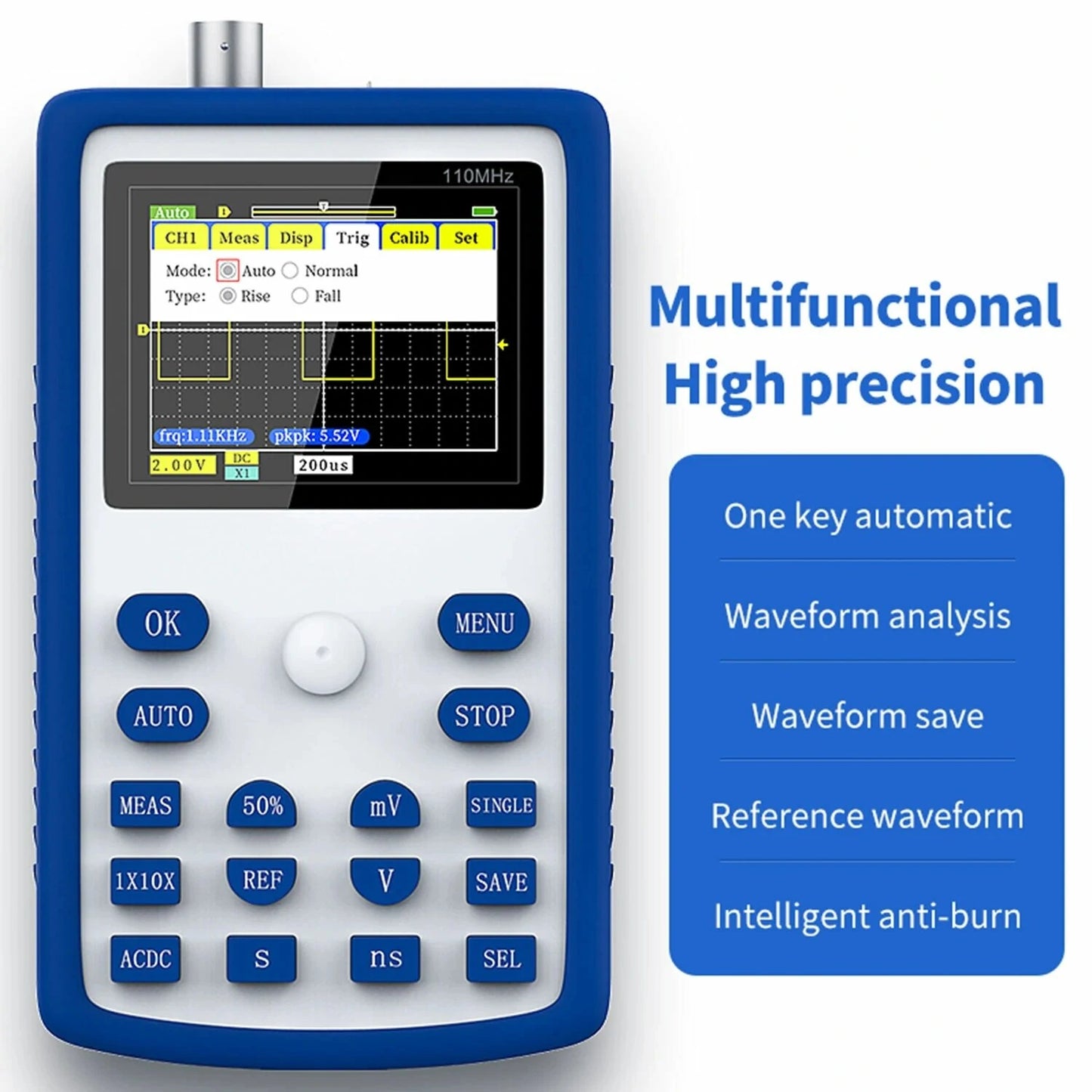 FNIRSI 1C15 Digital Oscilloscope, 110MHz Bandwidth, 500MS/s, Waveform Storage