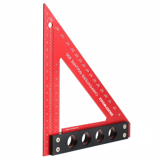 ENJOYWOOD 200mm Aluminum Alloy Triangle Carpenter Square Ruler for Precision Woodworking Hole Positioning
