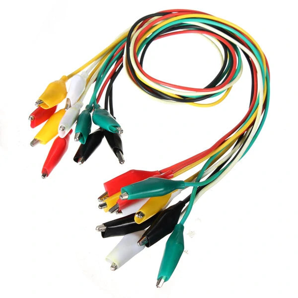 10-Pack 50cm Double-Ended Alligator Clip Test Leads