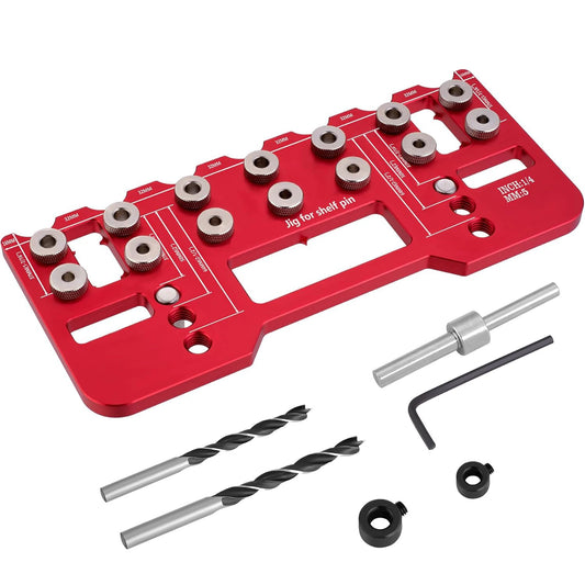 Aluminum Alloy Cabinet Hardware Jig - 5mm Pocket Hole Drill Guide & Shelf Pin Locator