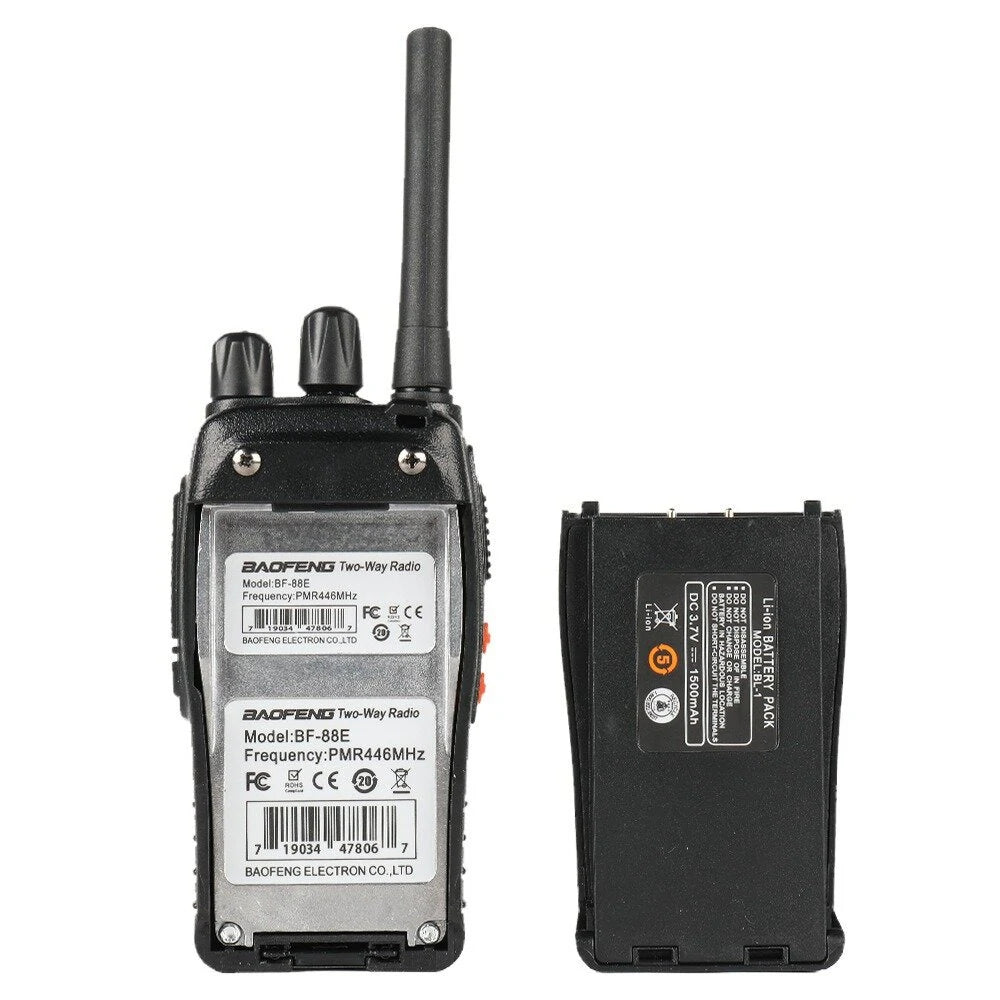 Baofeng BF-88E Walkie Talkie 2-Pack, PMR 0.5W, 16CH UHF, 446MHz, with Charger