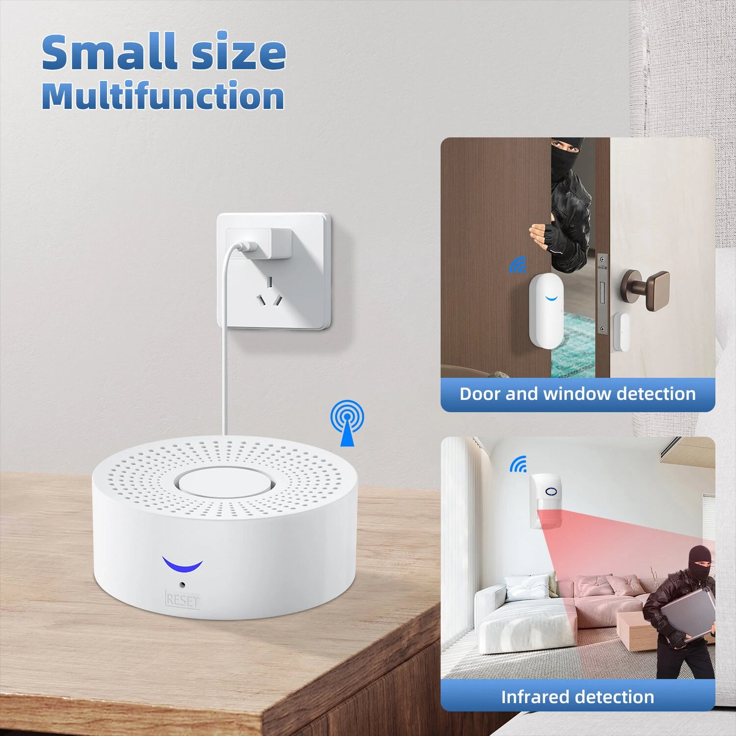 Smart Wireless WiFi Door Alarm System with Phone App Alerts, Compatible with Alexa & Google for DIY Home Security