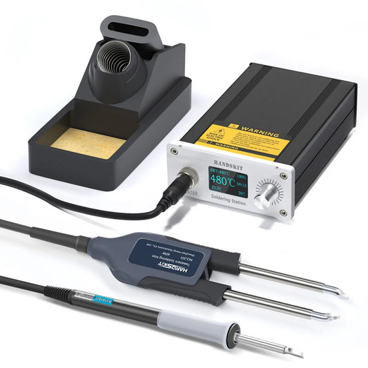 Handskit T12 220V High-Power Soldering Station with Tweezer for Phone Repair, SMD Capacitor Resistor, STM32 Chip, Euro Power Cord