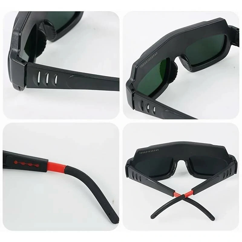 Anti-Scratch Auto Darkening Welding Goggles with Large View & 10 Replacement Lenses for Plasma Cutting