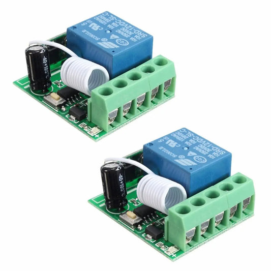 2-Pack DC12V 10A 1CH 433MHz Wireless RF Relay Remote Control Switch Receiver