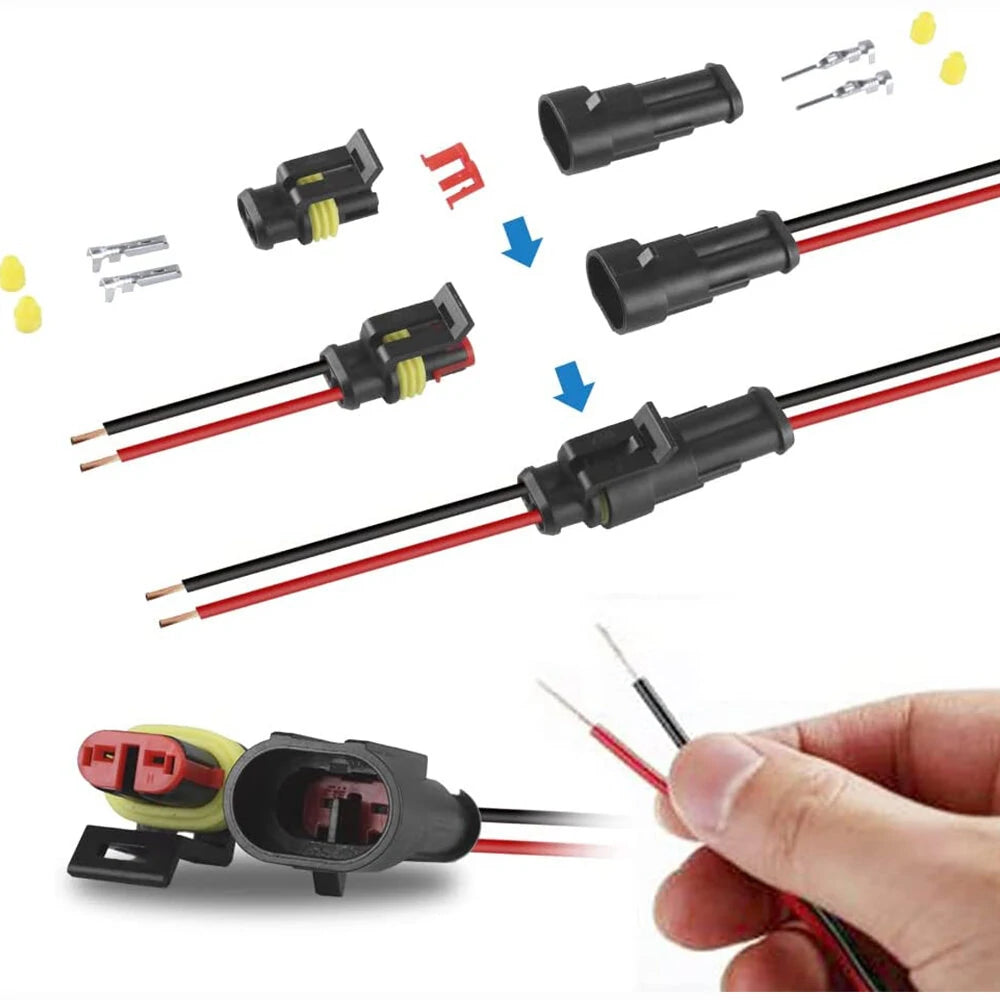 240PCS Automotive 2-Pin Waterproof Wire Connectors - Quick Connect 20 Kits Set