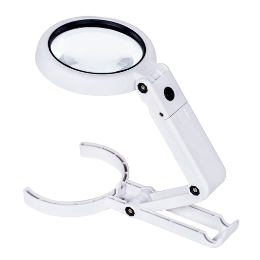 Foldable Handheld Magnifier Lamp with 5X/11X Zoom and 8 LED Lights for Newspaper Reading