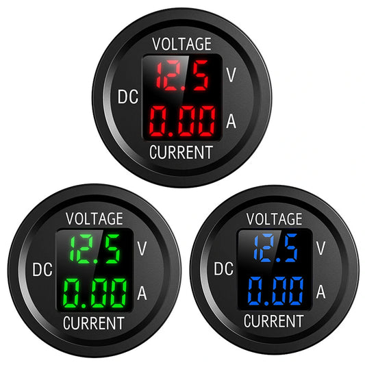 KWG-D6 Dual Display Voltmeter Ammeter 5V-48V Fireproof PC LED Monitor for Car Motorcycle (Blue/Green/Red)