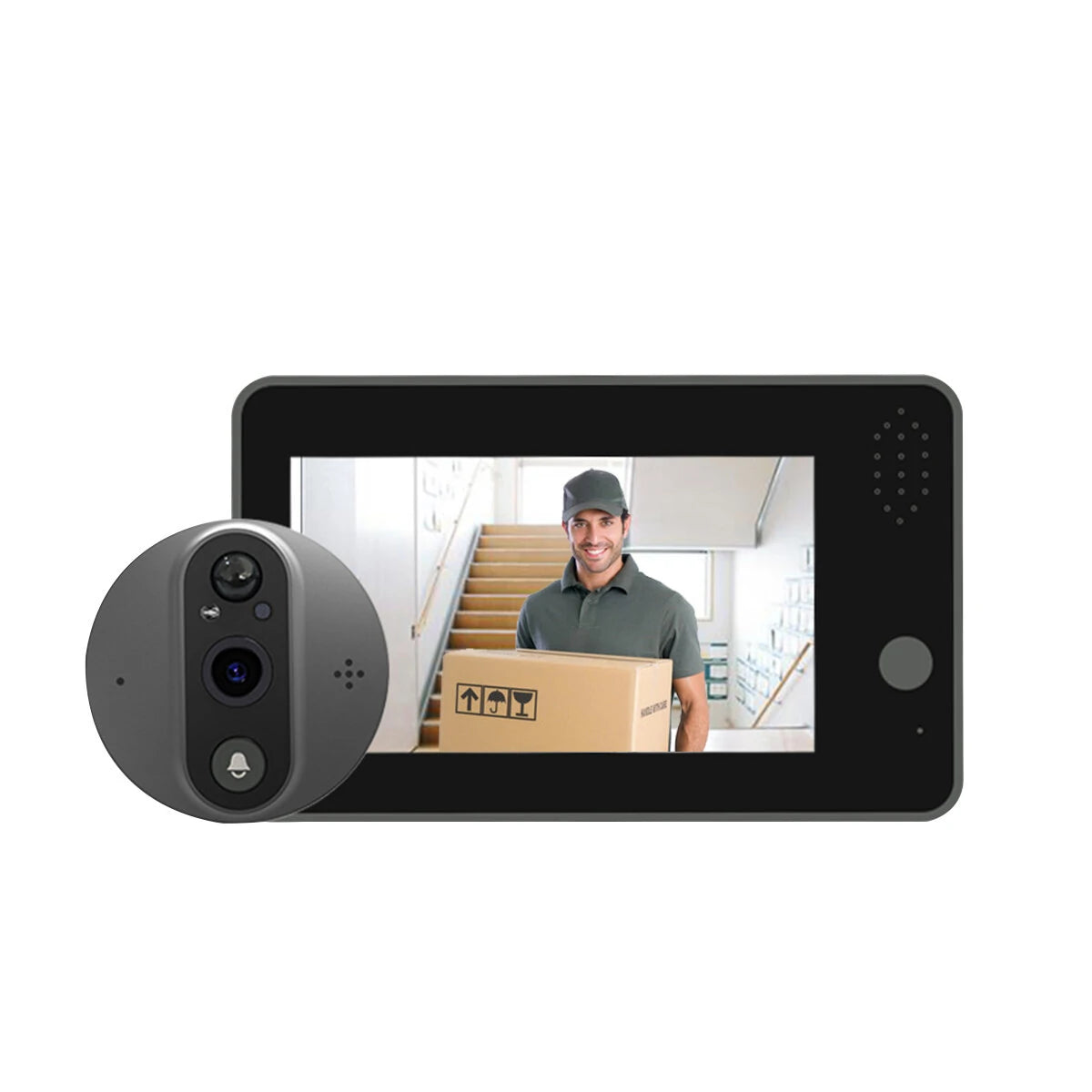 Tuya Smart 1080P WiFi Doorbell Camera with 4.3 Display, Two-Way Audio, Night Vision, and Home Security Viewer