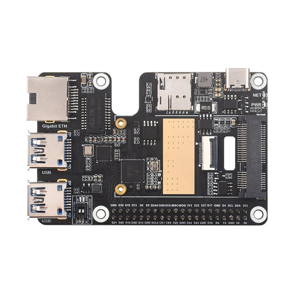 Raspberry Pi 5 MiniPCIe 4G & Gigabit Ethernet Adapter with USB 3.2 Expansion Board