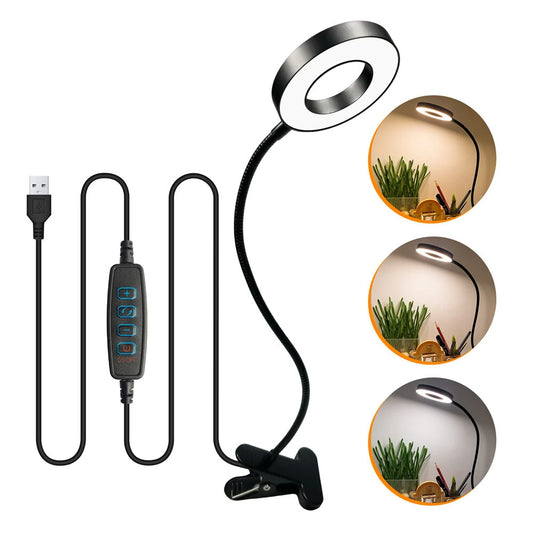 USB Clip-On LED Magnifying Lamp: 5X Magnifier with Adjustable Brightness & Color for Reading, Beauty, Crafts