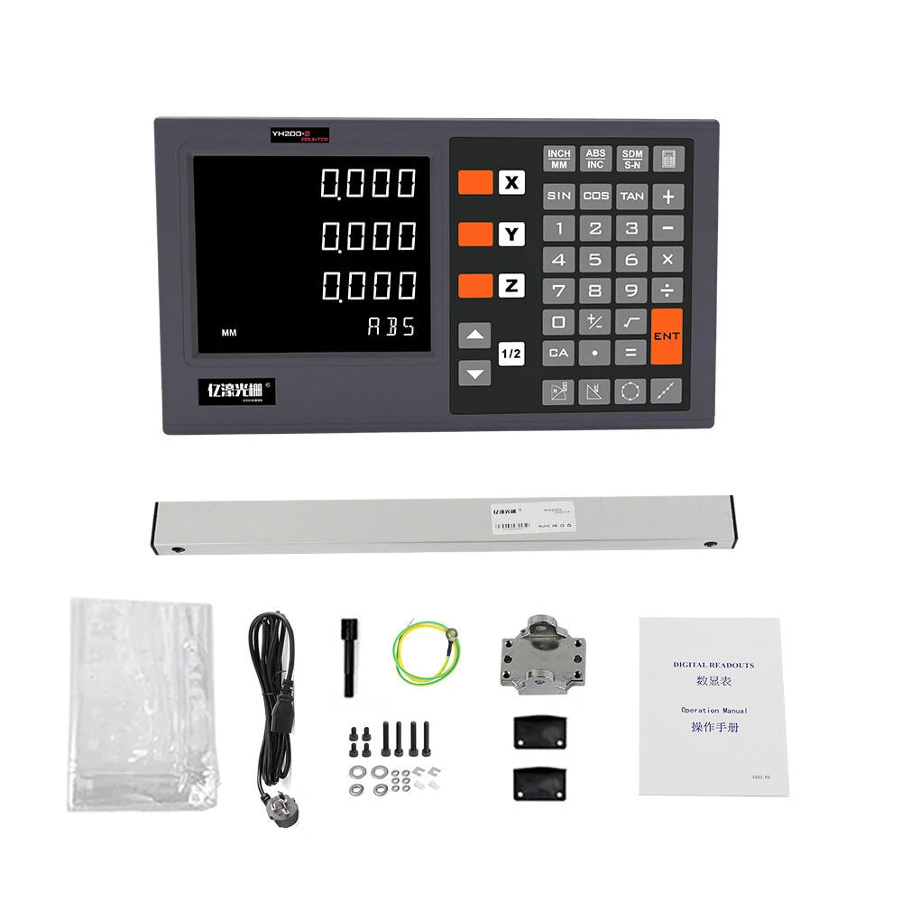 YIHAOGD LCD 2/3 Axis CNC Digital Readout Display DRO with KA300 5μm TTL Linear Scale Encoders 70-970mm for Milling & Lathe