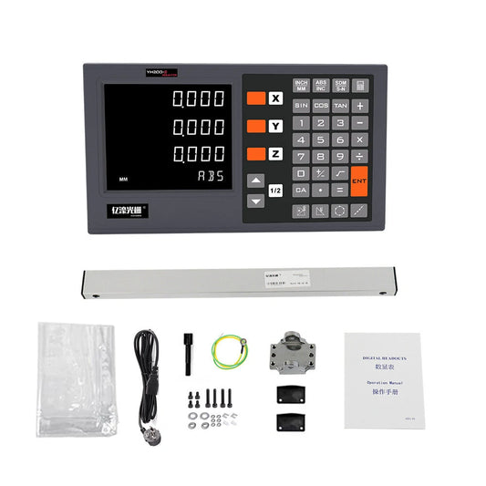 YIHAOGD LCD 2/3 Axis CNC Digital Readout Display DRO with KA300 5μm TTL Linear Scale Encoders 70-970mm for Milling & Lathe