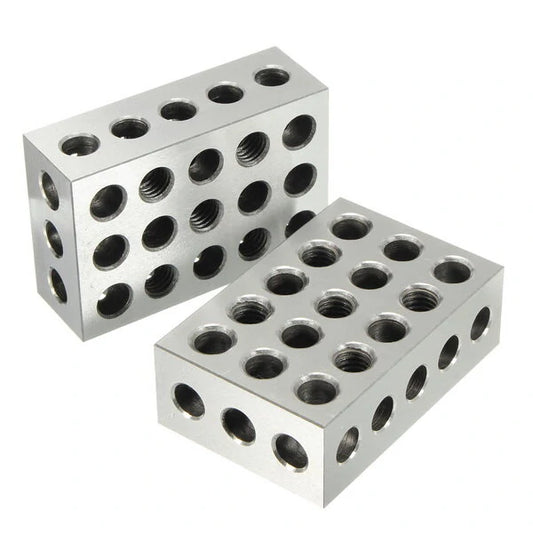 Machifit Precision 23-Hole 2-Piece Clamping Block Set (25x50x75mm, 0.005mm Accuracy)