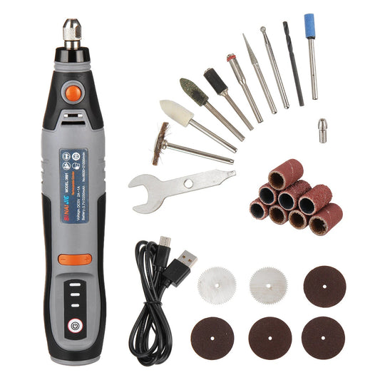Cordless Mini Rotary Tool Kit with LED, 3-Speed USB Rechargeable for DIY Polishing, Sanding, Engraving