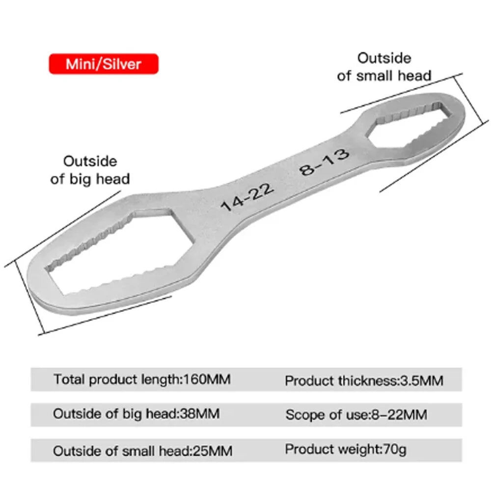 Universal Adjustable Double-head Torx Spanner Wrench 8-22mm Hand Tool for Auto Repair