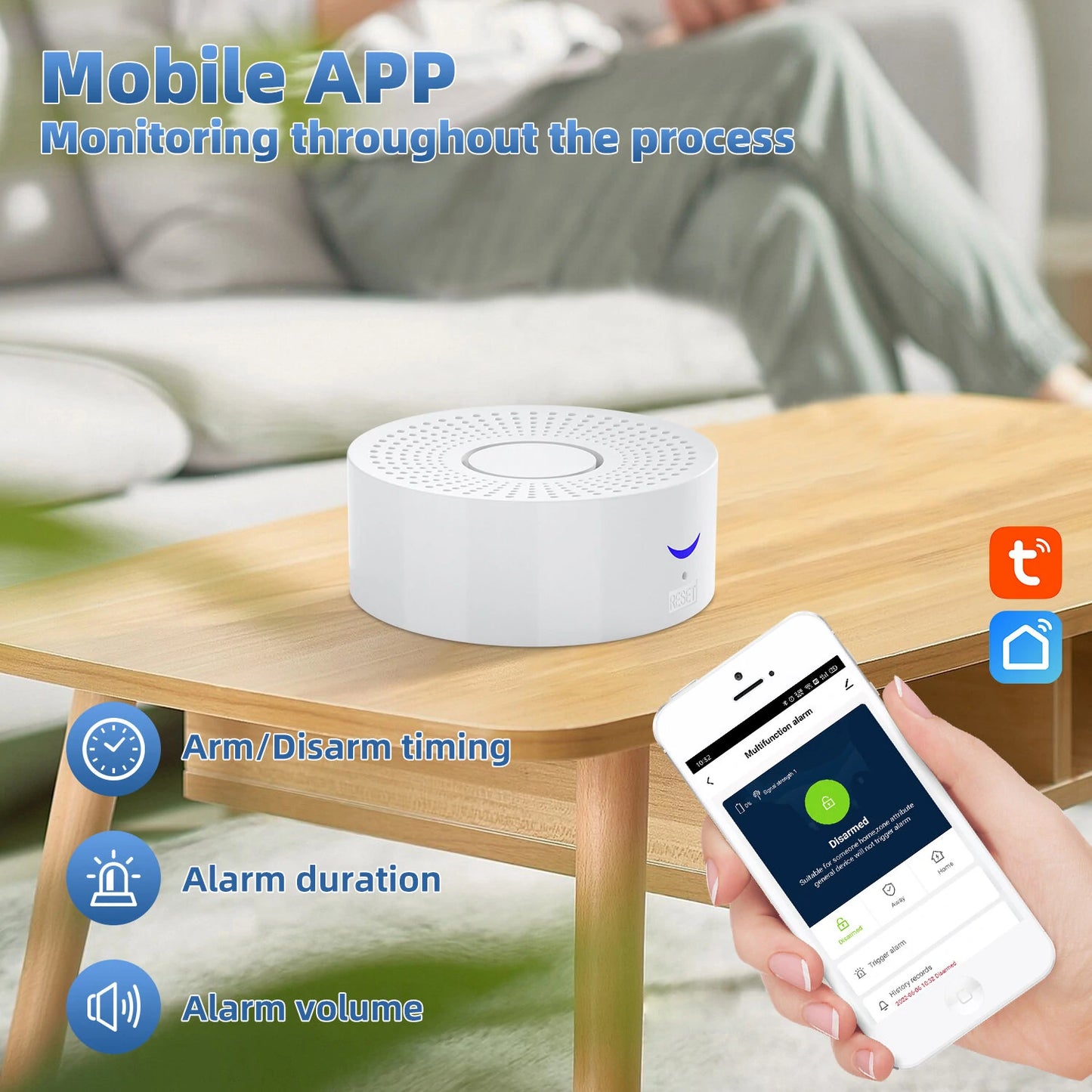 Smart Wireless WiFi Door Alarm System with Phone App Alerts, Compatible with Alexa & Google for DIY Home Security