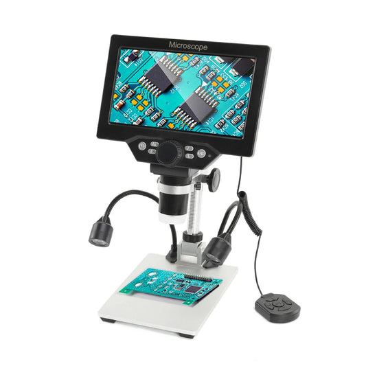 B1200 12MP Digital Microscope, 1200X Zoom, Adjustable Stand, LED, Multilingual, Plug-In/Battery