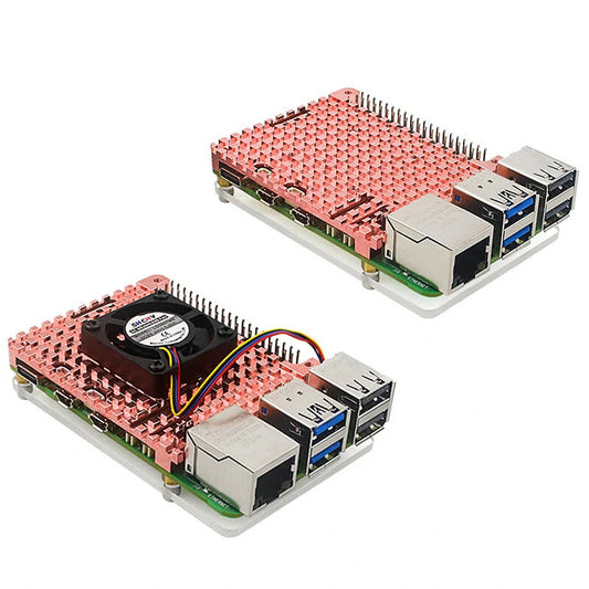 Pure Copper Passive Cooler & High-Speed Fan for Raspberry Pi 5 Heatsink Radiator