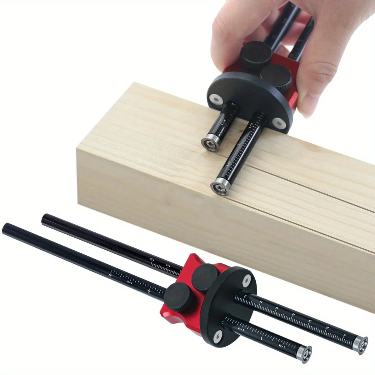 Aluminum Double Head Wheel Marking Gauge - Woodworking Scriber with Inch/MM Scales