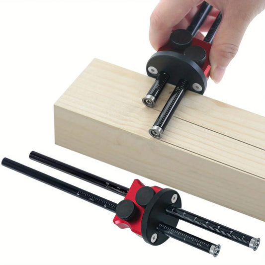 Aluminum Double Head Wheel Marking Gauge - Woodworking Scriber with Inch/MM Scales