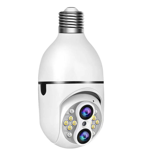 Guudgo WiFi Bulb Camera E27 Dual Lens 4MP PTZ, 10X Zoom, Color Night Vision, Motion Detection, Two-Way Audio, Baby Monitor