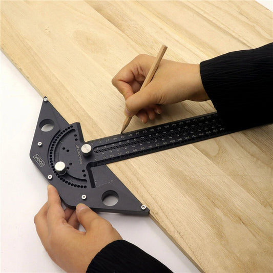 DOCTORWOOD 600mm Aluminum Alloy Woodworking Scriber Gauge with Angle Positioning T-Square and Positive Lock Marking Ruler