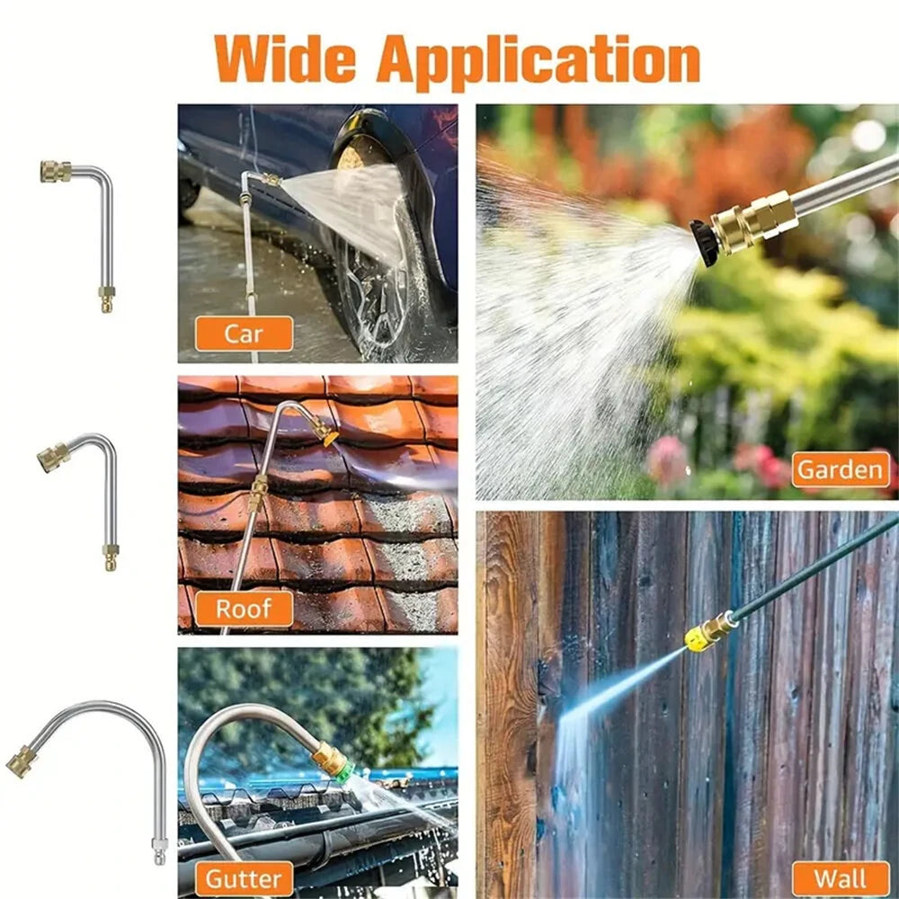 16PCS Stainless Steel Pressure Washer Set with 4000psi Quick Connect, Extended Rods & 5 Nozzles for Versatile Cleaning