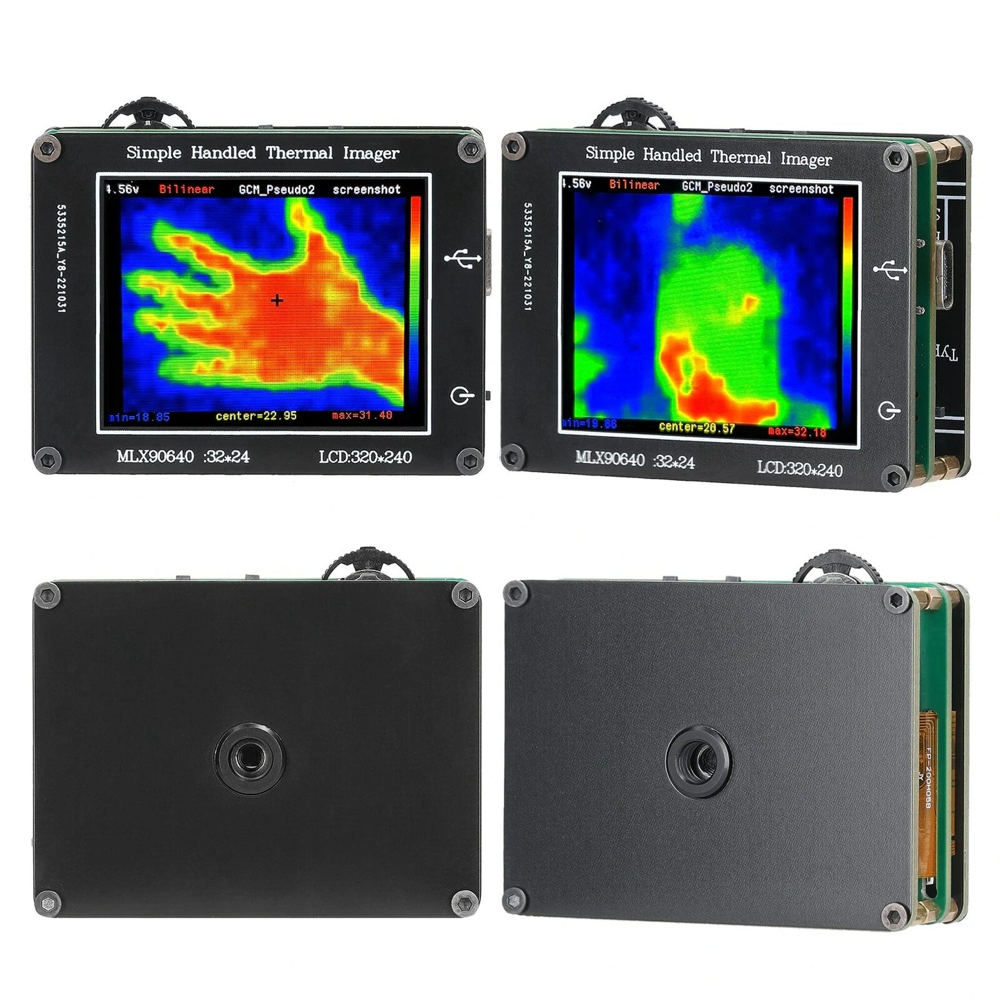 2.0 LCD Infrared Thermal Imager Camera, 240x320 Resolution, -40℃ to 300℃, 24x32 Pixel Sensor, Clear Definition