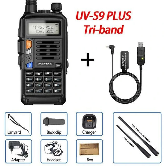 BaoFeng UV-S9 Plus Tri-Band 10W Walkie Talkie - Long Range VHF/UHF CB Radio Transceiver with Dual Antennas