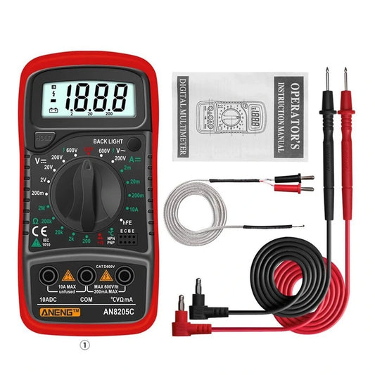 ANENG AN8205C Digital Multimeter with Thermocouple, AC/DC Volt Ohm Tester, LCD Backlight