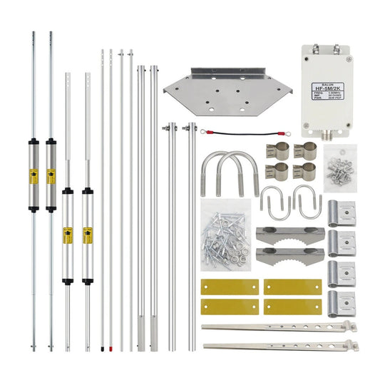 High Efficiency 750V Shortwave Antenna - 5 Bands, Low Noise, 7M-14M-21M-28M/29M-50M, 2000W PEP, 1.5 VSWR for Ham Radio